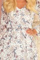 3508295-2 BAKARI zwiewna szyfonowa sukienka z dekoltem - KWIATY na jasnym tle-7
