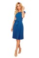 Elegancka plisowana sukienka z krótkim rękawkiem - MORSKA
