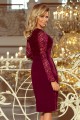 Elegancka ołówkowa sukienka z koronką - BORDOW