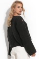 Wygodny luźny sweter z dekoltem w łódkę F1265 czarny