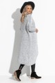 Długi sweter z rozcięciem i wysokim golfem F1052 szary