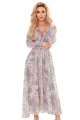 Szyfonowa sukienka MIDI w stylu boho - beżowo-niebieska