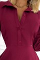 Koszulowa rozkloszowana sukienka z wiązaniem - BORDOWA