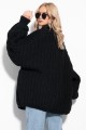 Kardigan oversize z kieszeniami grupy splot wełna alpaki F1090 czarny