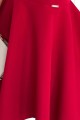 Elegancka rozkloszowana sukienka z dłuższym tyłem - CZERWONA Z BROKATEM