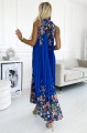 Plisowana satynowa sukienka maxi - CHABROWA W KWIATY