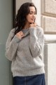 Bezszwowy sweter oversize z golfem z wełny kid moher i merynos F1750 szary