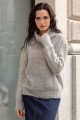 Bezszwowy sweter oversize z golfem z wełny kid moher i merynos F1750 szary