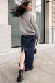 Bezszwowy sweter oversize z golfem z wełny kid moher i merynos F1750 szary