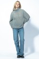 Bezszwowy sweter oversize z golfem z wełny kid moher i merynos F1750 szary