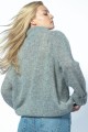 Bezszwowy sweter oversize z golfem z wełny kid moher i merynos F1750 szary