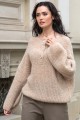 Elegancki zapinany sweter z wełny alpaki F1393 beżowy