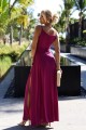CHIARA elegancka maxi suknia na ramiączkach - FUKSJA Z BROKATEM