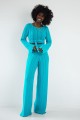 7071Komplet długie spodnie ażurowe i bluzka wiązana F1862 niebieski-25 | 37789