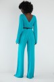 7071Komplet długie spodnie ażurowe i bluzka wiązana F1862 niebieski-26 | 37789