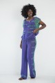 Komplet ażurowy top i spodnie F1857 fioletowy