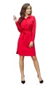 CAMILLE Koszulowa sukienka z kieszeniami i paskiem - CZERWONA