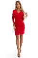 Koronkowa sukienka z długim rękawkiem i dekoltem - CZERWONA