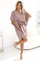SOFIA Sukienka motyl z wiązanym pakiem - MOCHA MOUSSE