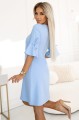 NEVA Trapezowa sukienka z wiązaniem na rękawkach - BŁĘKITNA