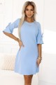 NEVA Trapezowa sukienka z wiązaniem na rękawkach - BŁĘKITNA