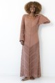 Długa ażurowa sukienka boho F2035 mocha