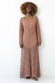 Długa ażurowa sukienka boho F2035 mocha
