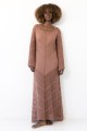 Długa ażurowa sukienka boho F2035 mocha