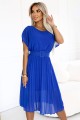 MIA Plisowana szyfonowa sukienka midi z szerokim paskiem - CHABROWA