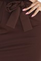 ROXI sukienka z asymetryczną spódnicą i paskiem - CZEKOLADOWA