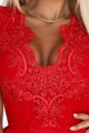 CHARLOTTE ekskluzywna rozkloszowana sukienka z koronkowym dekoltem - czerwona