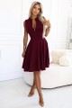 Ekskluzywna sukienka z rozkloszowanym dołem i zamkiem - bordowa