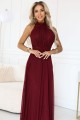 VERONICA luksusowa długa suknia z brokatowym akcentem i szykowną linią - bordowa