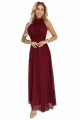 VERONICA luksusowa długa suknia z brokatowym akcentem i szykowną linią - bordowa