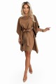 SOFIA Sukienka motyl z wiązaniem w pasie - cappuccino