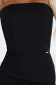 Gorsetowa ołówkowa sukienka midi z odkrytymi ramionami - czarna
