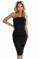 Gorsetowa ołówkowa sukienka midi z odkrytymi ramionami - czarna