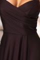 Długa sukienka wieczorowa na ramiączkach z rozcięciem na spódnicy - czekoladowy brąz
