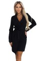 8224670-1 Elegancka sukienka marynarkowa z paskiem i asymetrycznym dołem - czarna-10
