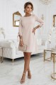8258195-12 ALICE Trapezowa sukienka mini z kokardą i wiązanymi rękawami - beżowa-5
