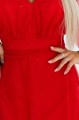 8259655-5 Długa połyskująca w świetle suknia z dekoltem i transparentnym rękawkiem - czerwona-6