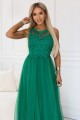 8278672-3 Romantyczna suknia maxi na wesele z haftowaną koronką i tiulem - zielona-6