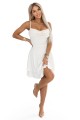 Letnia sukienka na ramiączkach z drapowanym dekoltem i spódnicą z falbanami ecru