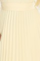 8287311-21 LILA Klasyczna plisowana sukienka z krótkim rękawkiem i paskiem - masełkowy żółty-7