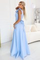 8288643-7 Elegancka wieczorowa suknia maxi z rozcięciem i różami - błękitna-3
