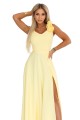 8289643-5 Elegancka wieczorowa suknia maxi z rozcięciem i różami - masełkowy żółty-9