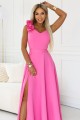 8290643-6 Elegancka wieczorowa suknia maxi z rozcięciem i różami - cukierkowy róż-4