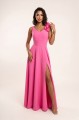 8290643-6 Elegancka wieczorowa suknia maxi z rozcięciem i różami - cukierkowy róż-5