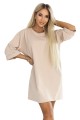 8292666-1 Bawełniana luźna sukienka oversize z krótkim rękawem - beżowa-9