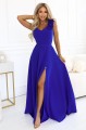 643-8 Elegancka wieczorowa suknia maxi z rozcięciem i różami - chabrowa-1 8376 